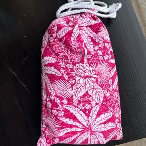 Pink Floral Travel Beach Towel w/ Drawstring Pouch